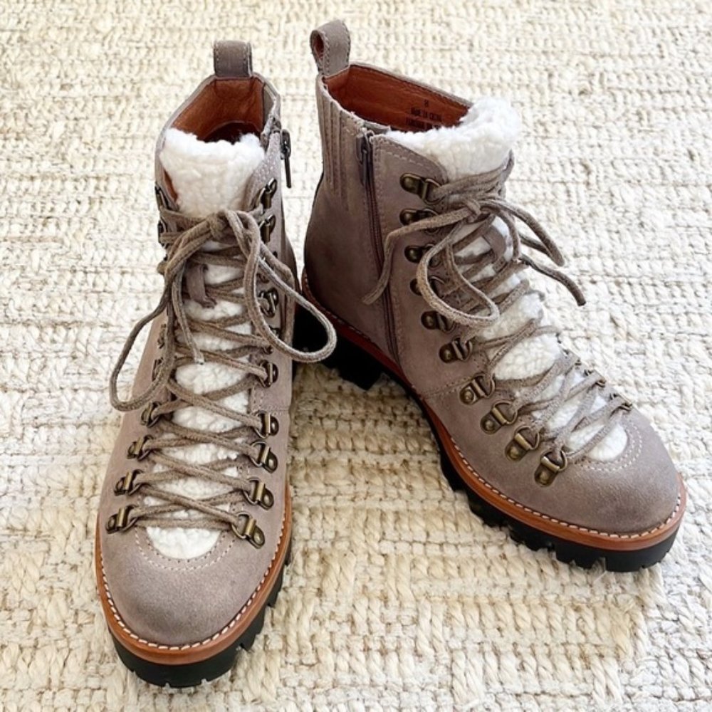 JEFFREY CAMPBELL x ANTHROPOLOGIE Culvert Hiker Boots Shearling